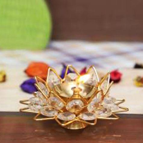 Brass Fancy Bowl Crystal Deepak No. 1 for Temple and Festive Lighting